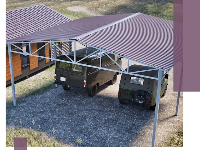 Двускатные навесы под ключ в Минеральных Воде — изготовление и монтаж